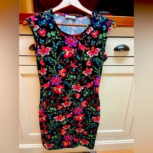 NWOT oodji dress black with vivid floral design size S